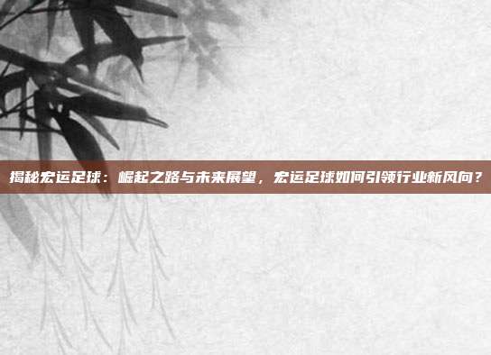揭秘宏运足球:崛起之路与未来展望,宏运足球如何引领行业新风向?