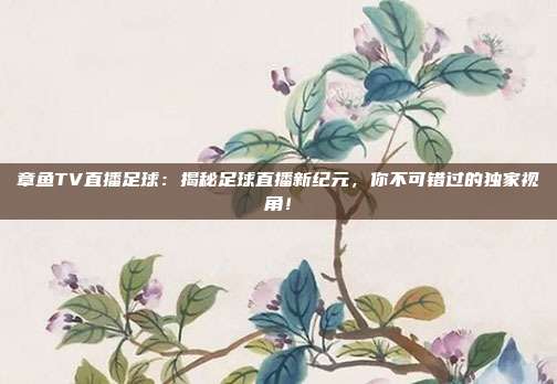 章鱼TV直播足球:揭秘足球直播新纪元,你不可错过的独家视角!