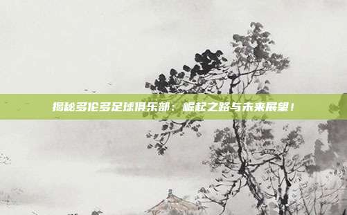 揭秘多伦多足球俱乐部：崛起之路与未来展望！