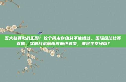 五大联赛激战正酣！这个周末你绝对不能错过。国际足球比赛直播。实时战术解析与血统对决，谁将主宰绿茵？