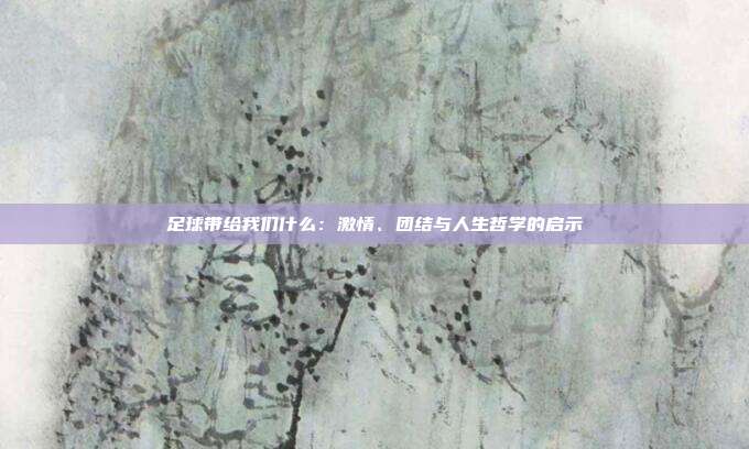 足球带给我们什么:激情、团结与人生哲学的启示