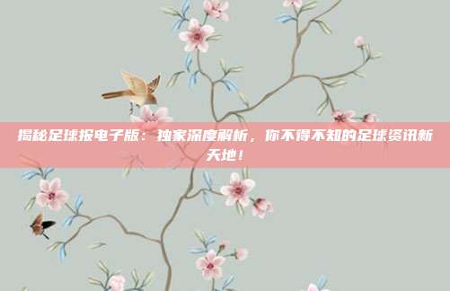 揭秘足球报电子版：独家深度解析，你不得不知的足球资讯新天地！