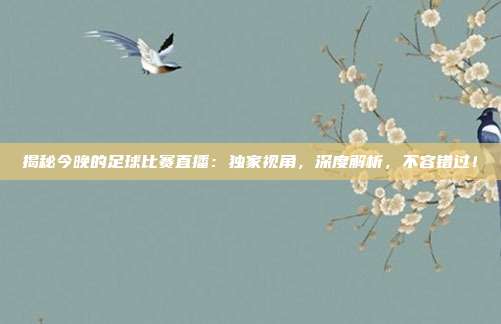 揭秘今晚的足球比赛直播:独家视角,深度解析,不容错过!