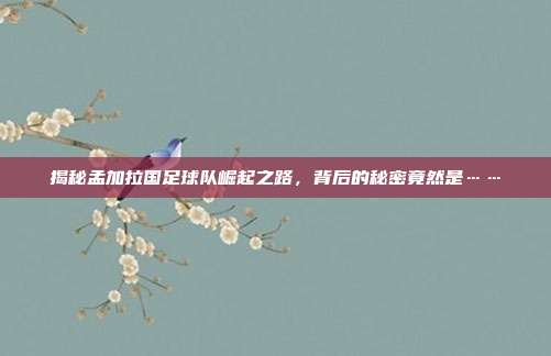 揭秘孟加拉国足球队崛起之路，背后的秘密竟然是……