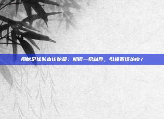 揭秘足球队宣传秘籍:如何一招制胜,引爆赛场热度?