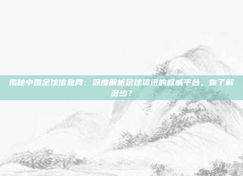 揭秘中国足球信息网:深度解析足球资讯的权威平台,你了解多少?