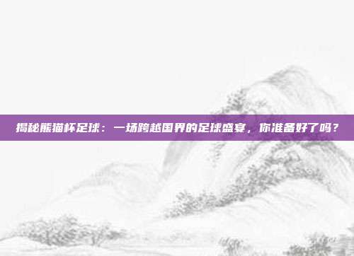 揭秘熊猫杯足球：一场跨越国界的足球盛宴，你准备好了吗？