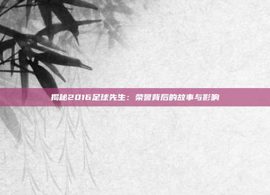 揭秘2016足球先生:荣誉背后的故事与影响