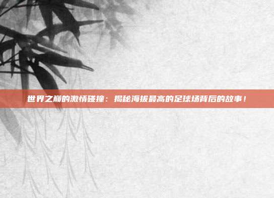 世界之巅的激情碰撞:揭秘海拔最高的足球场背后的故事!