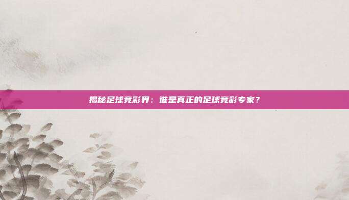 揭秘足球竞彩界：谁是真正的足球竞彩专家？