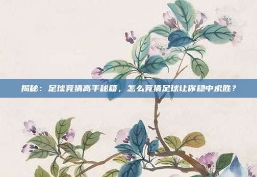 揭秘：足球竞猜高手秘籍，怎么竞猜足球让你稳中求胜？