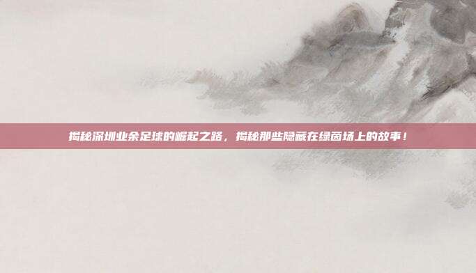 揭秘深圳业余足球的崛起之路，揭秘那些隐藏在绿茵场上的故事！