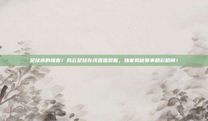 足球迷的福音！风云足球在线直播观看，独家揭秘赛事精彩瞬间！