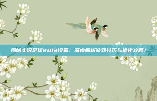 揭秘实况足球2013设置：深度解析游戏技巧与优化攻略！