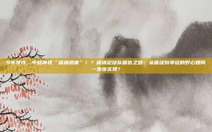 9年等待，中超再现“深圳速度”！？深圳足球队复仇之路：从保级到争冠的野心如何一步步实现？