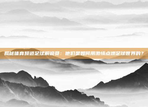 揭秘体育频道足球解说员：他们是如何用激情点燃足球世界的？