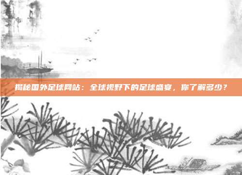 揭秘国外足球网站：全球视野下的足球盛宴，你了解多少？