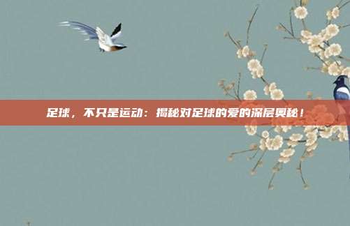 足球,不只是运动:揭秘对足球的爱的深层奥秘!