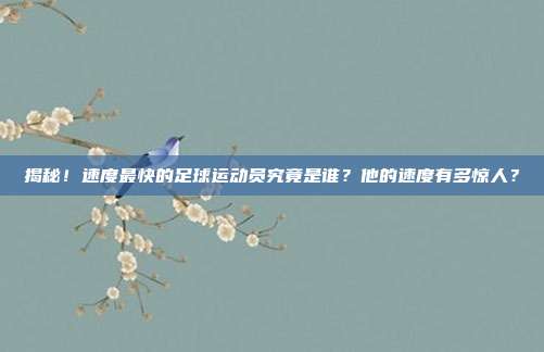 揭秘!速度最快的足球运动员究竟是谁?他的速度有多惊人?
