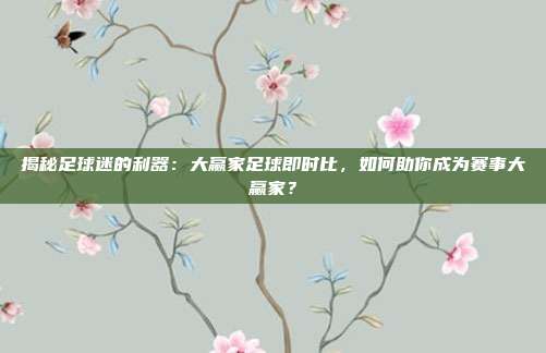 揭秘足球迷的利器：大赢家足球即时比，如何助你成为赛事大赢家？