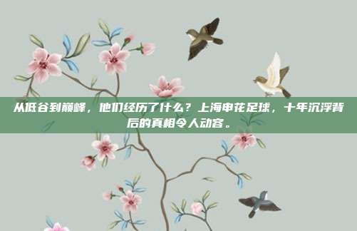 从低谷到巅峰，他们经历了什么？上海申花足球，十年沉浮背后的真相令人动容。