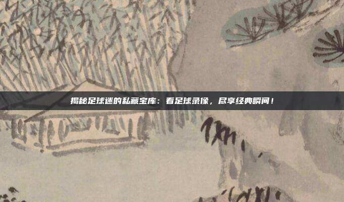 揭秘足球迷的私藏宝库：看足球录像，尽享经典瞬间！
