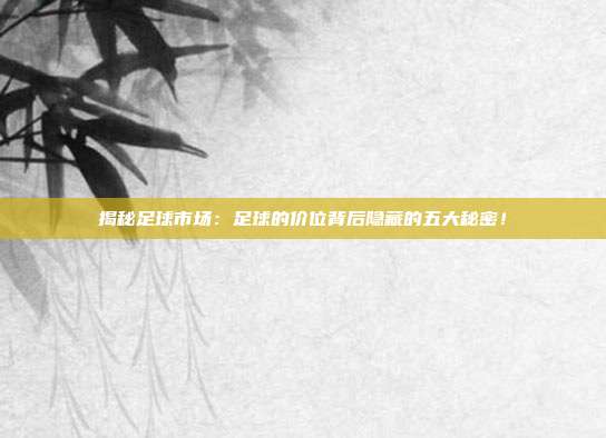 揭秘足球市场：足球的价位背后隐藏的五大秘密！