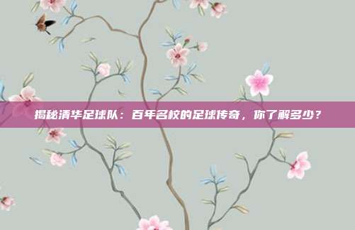 揭秘清华足球队：百年名校的足球传奇，你了解多少？