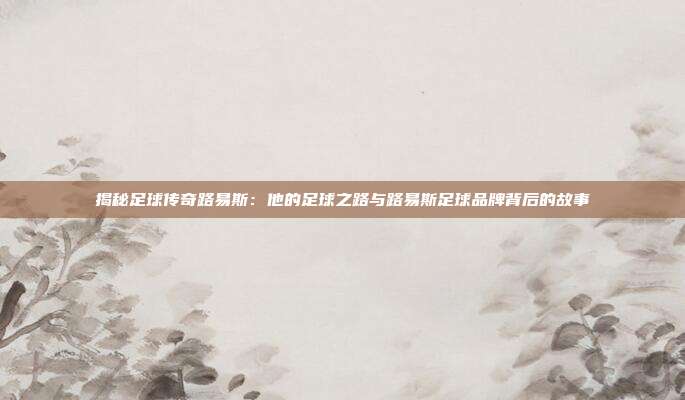 揭秘足球传奇路易斯:他的足球之路与路易斯足球品牌背后的故事