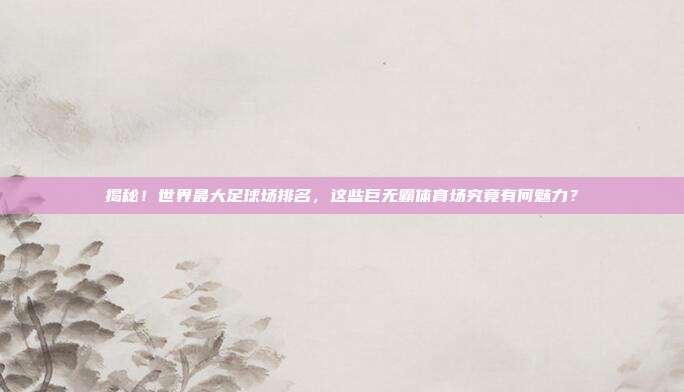 揭秘！世界最大足球场排名，这些巨无霸体育场究竟有何魅力？