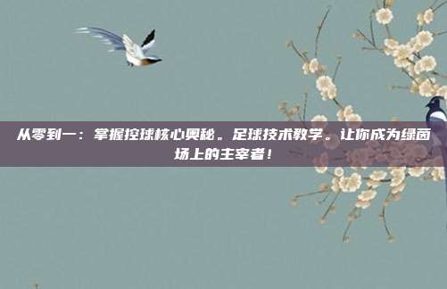 从零到一：掌握控球核心奥秘。足球技术教学。让你成为绿茵场上的主宰者！