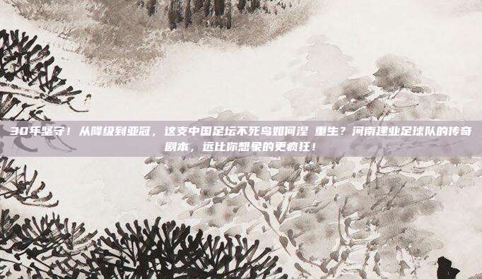 30年坚守！从降级到亚冠，这支中国足坛不死鸟如何涅槃重生？河南建业足球队的传奇剧本，远比你想象的更疯狂！