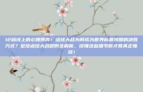 12码线上的心理博弈！点球大战为何成为世界杯最残酷的决胜方式？足球点球大战规则全解析，读懂这些细节你才算真正懂球！