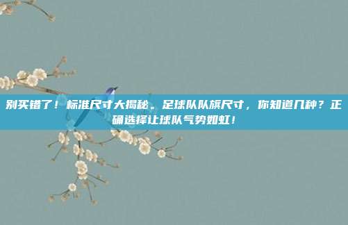 别买错了！标准尺寸大揭秘。足球队队旗尺寸，你知道几种？正确选择让球队气势如虹！