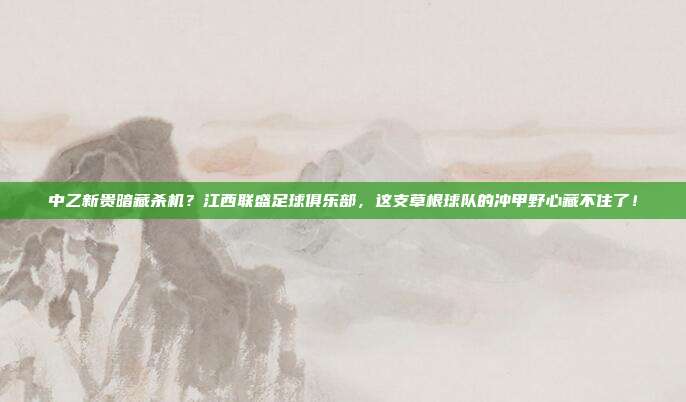中乙新贵暗藏杀机？江西联盛足球俱乐部，这支草根球队的冲甲野心藏不住了！