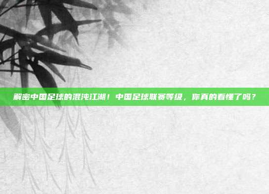 解密中国足球的混沌江湖！中国足球联赛等级，你真的看懂了吗？
