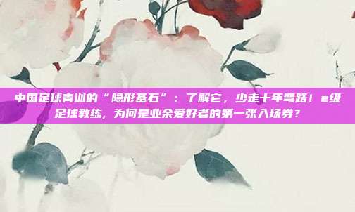 中国足球青训的“隐形基石”：了解它，少走十年弯路！e级足球教练, 为何是业余爱好者的第一张入场券？