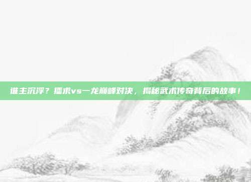 谁主沉浮？播求vs一龙巅峰对决，揭秘武术传奇背后的故事！