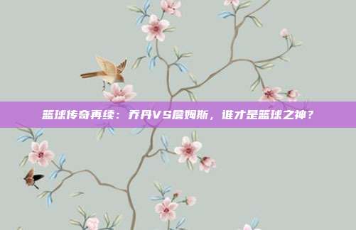 篮球传奇再续：乔丹VS詹姆斯，谁才是篮球之神？