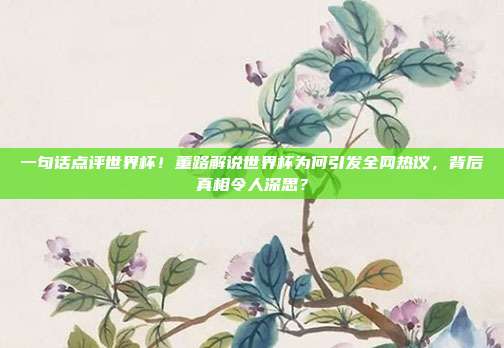 一句话点评世界杯！董路解说世界杯为何引发全网热议，背后真相令人深思？