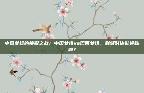 中国女排的荣耀之战！中国女排vs巴西女排，巅峰对决谁将称霸？