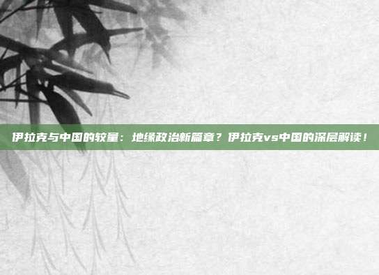 伊拉克与中国的较量：地缘政治新篇章？伊拉克vs中国的深层解读！