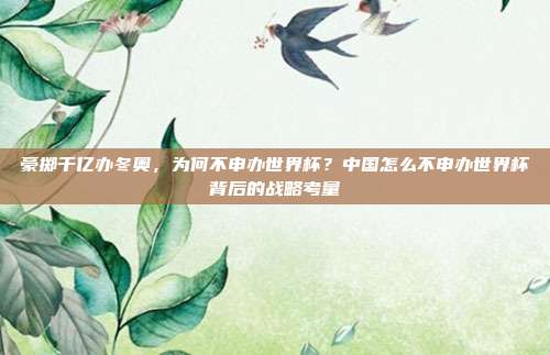 豪掷千亿办冬奥，为何不申办世界杯？中国怎么不申办世界杯背后的战略考量