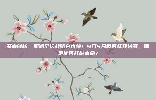 深度剖析：亚洲足坛战略分水岭！9月5日世界杯预选赛，国足能否打破宿命？