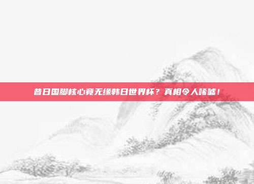 昔日国脚核心竟无缘韩日世界杯？真相令人唏嘘！