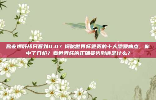 熬夜爆肝却只看到0:0？揭秘世界杯观赛的十大隐藏痛点，你中了几枪？看世界杯的正确姿势到底是什么？