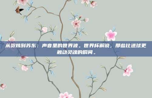 从贺炜到苏东：声音里的世界波。世界杯解说，那些比进球更触动灵魂的瞬间。