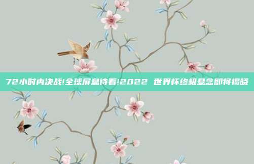 72小时内决战!全球屏息待看!2022 世界杯终极悬念即将揭晓