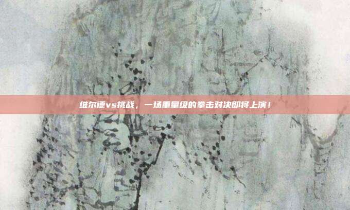维尔德vs挑战，一场重量级的拳击对决即将上演！