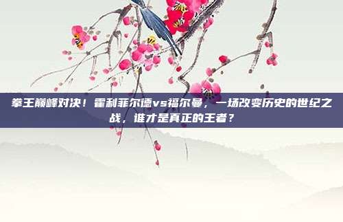 拳王巅峰对决！霍利菲尔德vs福尔曼，一场改变历史的世纪之战，谁才是真正的王者？